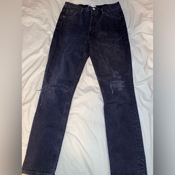 AGOLDE Nico Slim Leg Jeans in Disorder - Distressed Black/Dark Wash Jeans - Picture 5 of 16